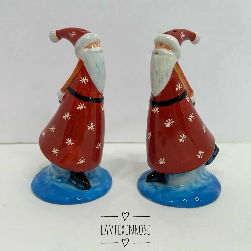 Vintage Ice Skating Santa Salt and Pepper Shakers